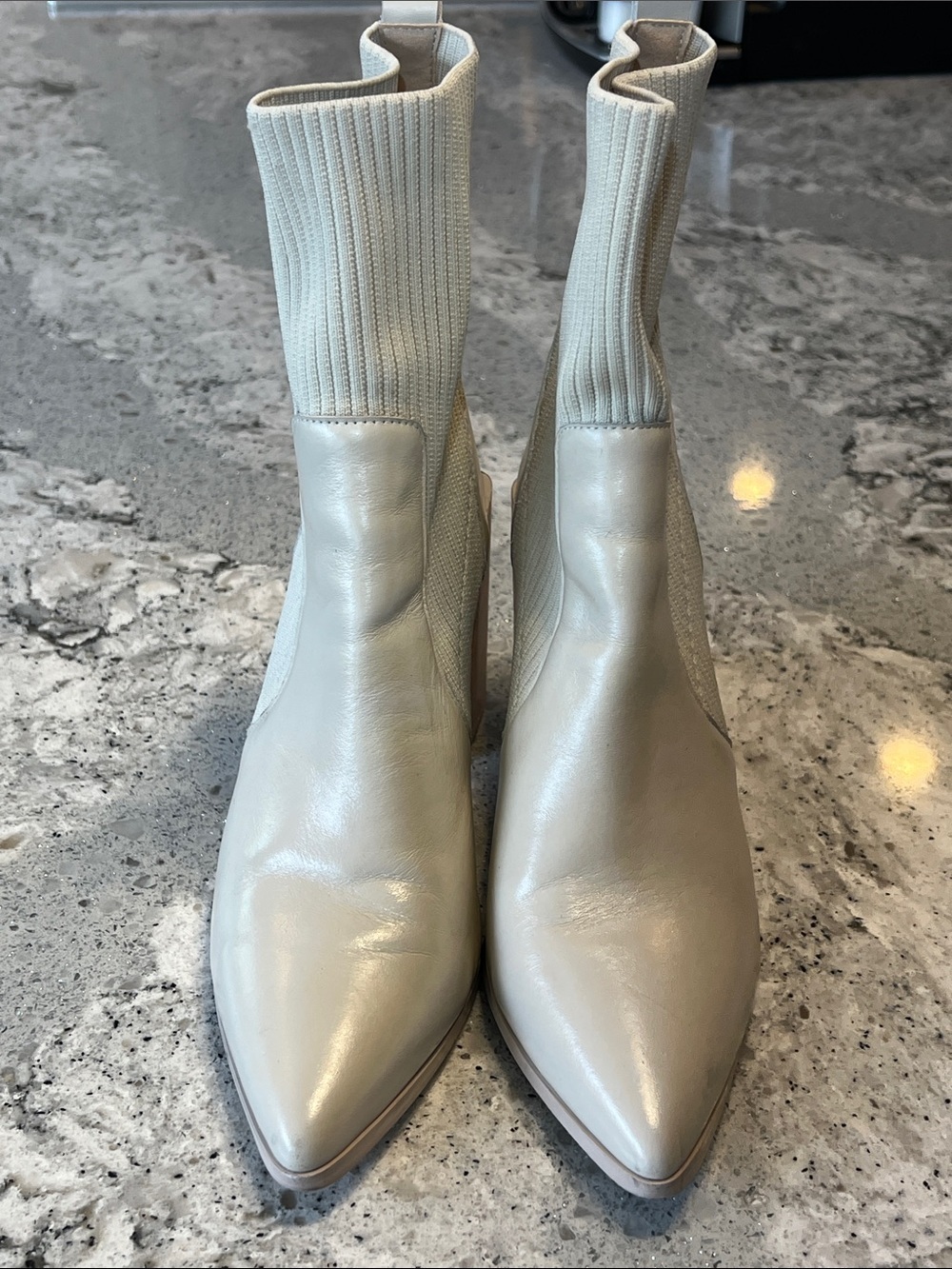 Steve Madden Tackle Sock Booties - Bone Leather - Size 7.5 EUC - Picture 4 of 10